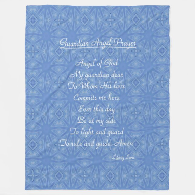 Couverture Polaire Guardian Angel Prière Blue Sherpa Blanket (Devant)