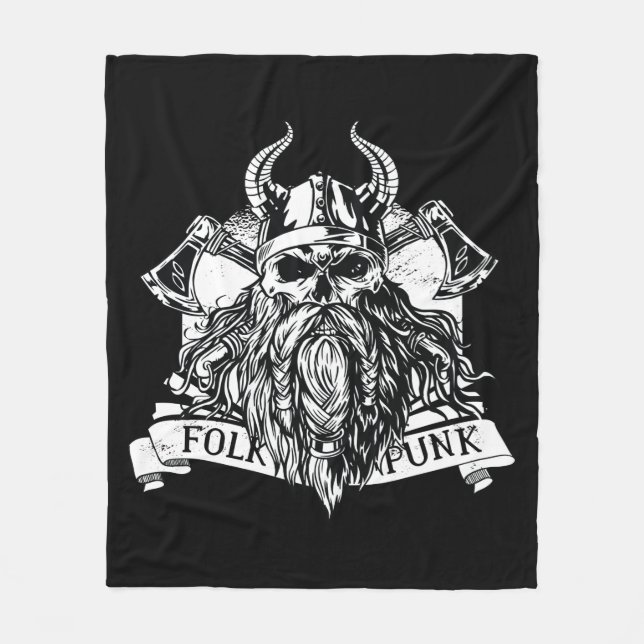 Couverture Polaire Guerrier viking barbu (Devant)