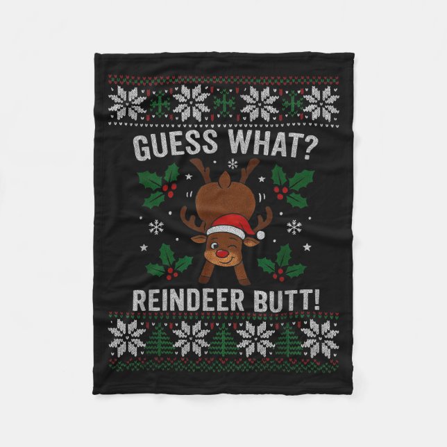 Couverture Polaire Guess What Reindeer Butt Funny Christmas Reindeer  (Devant)