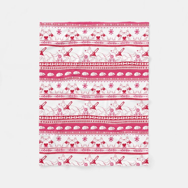 Couverture Polaire Guide Chien Conte Berger Allemand Motif - Rouge - (Devant)
