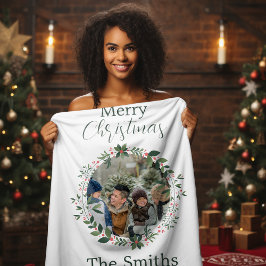 Couverture Polaire Guirlande de Noël de famille personnalisée
