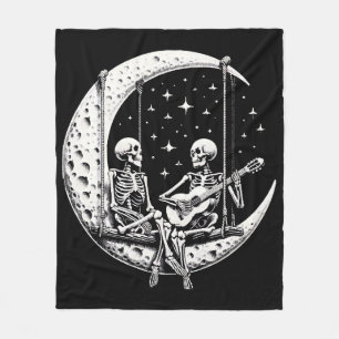 Couverture Polaire Guitare de lune de couple de squelettes