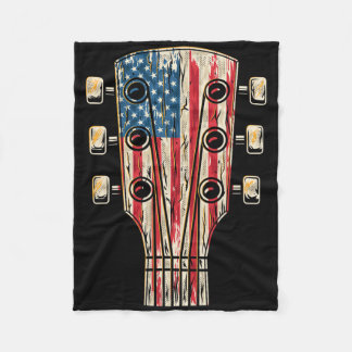Couverture Polaire Guitare Drapeau Américain 4 Juillet Guitariste Usa