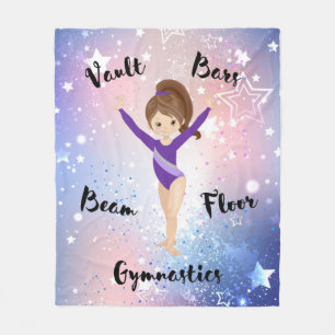 Couverture Polaire Gym Star Brunette, Yeux Brown, Léotard Violet