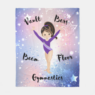 Couverture Polaire Gym Star Brunette, Yeux Brown, Léotard Violet
