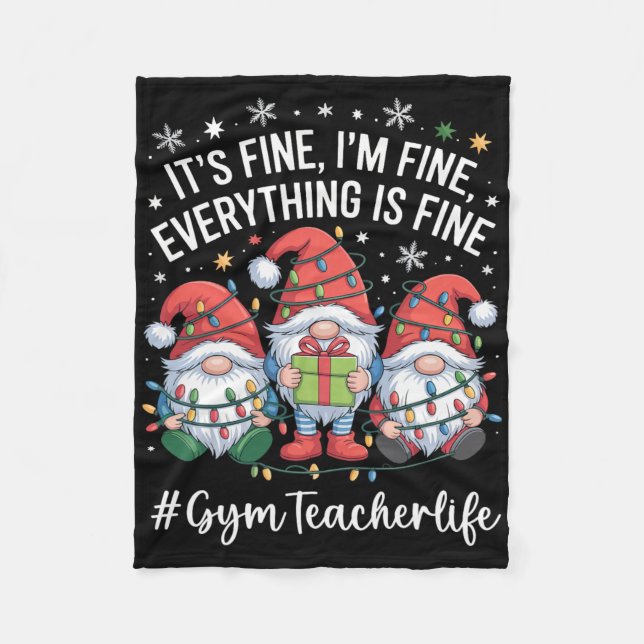 Couverture Polaire Gym Teacher Gnome Everything Is Fine Funny Christm (Devant)