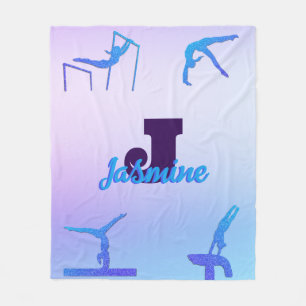 Couverture Polaire Gymnastique féminine Monogramme bleu violet person