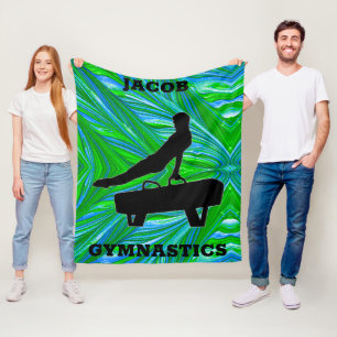 Couverture Polaire Gymnastique masculine Cheval d'arçons Vert Bleu