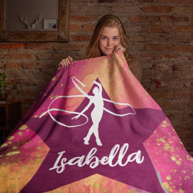 Couverture Polaire Gymnastique Monogramme Nom Parties scintillant Or (Créateur téléchargé)
