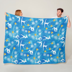 Couverture Polaire Gymnastique Noël bleu étincelle Motif blanc