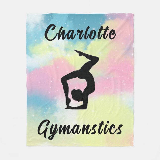 Couverture Polaire Gymnastique Pastel Rose Bleu Jaune Personnalisé (Devant)
