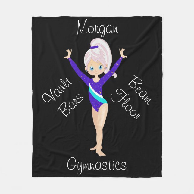 Couverture Polaire Gymnastique rose, Yeux bleus, Léotard bleu (Devant)
