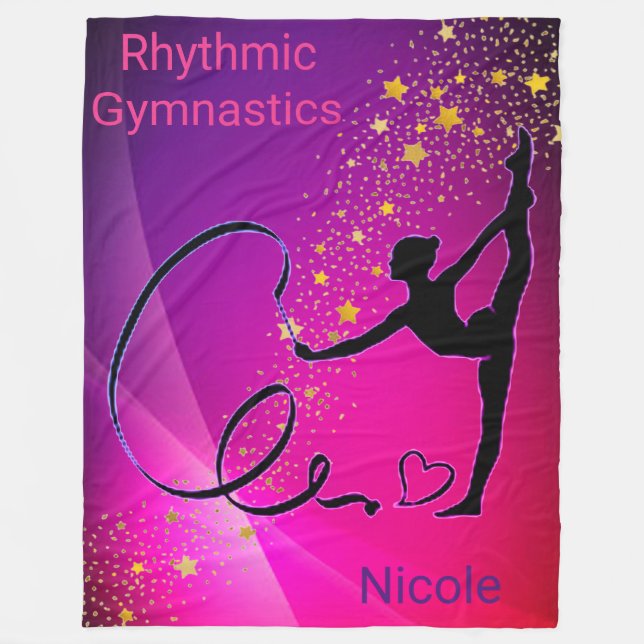 Couverture Polaire Gymnastique rythmique Etoiles d'or rose et violet (Devant)