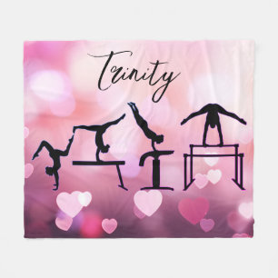 Couverture Polaire Gymnastique Valentine Coeurs roses Personnalisé