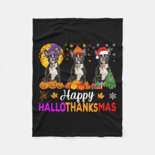 Couverture Polaire Hallomerci de Noël à Boston Terrier Dog Halloween
