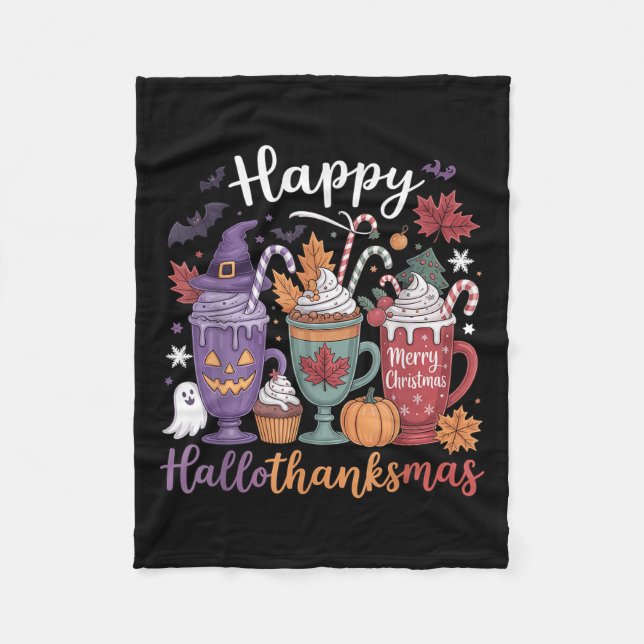 Couverture Polaire Hallothanksmas Joyeux Halloween Lover café Hallowe (Devant)
