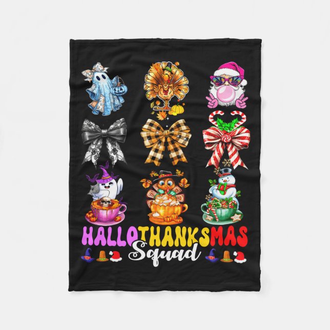 Couverture Polaire Hallothanksmas Squad Funny Halloween Thanksgiving  (Devant)