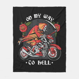 Couverture Polaire Halloween Biker Skeleton Sur Le Chemin De L'Enfer 