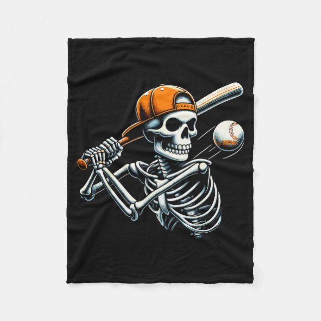 Couverture Polaire Halloween Boys Batting Skeleton Baseball  (Devant)