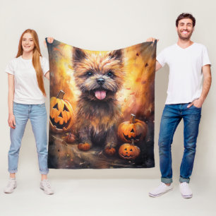 Couverture Polaire Halloween Cairn Terrier Avec La Peur Citrouille