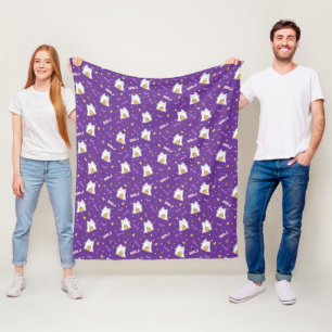Couverture Polaire Halloween Cat Ghost Fleece Blanche
