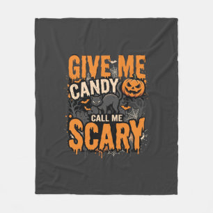 Couverture Polaire Halloween Donnez-moi des bonbons Chat effrayant