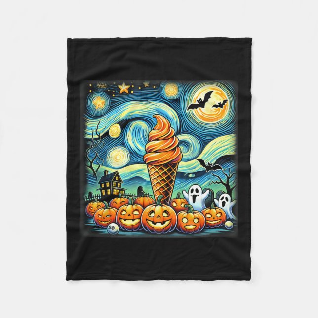 Couverture Polaire Halloween du cône de crème glacée de nuit (Devant)