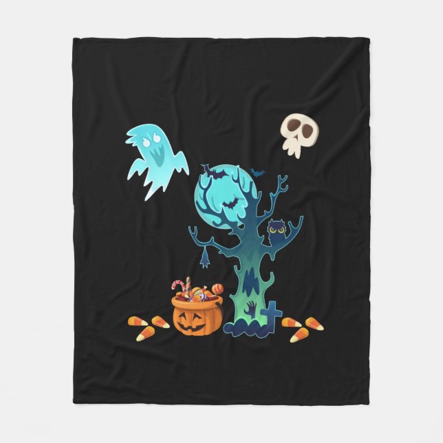 Couverture Polaire Halloween Éffrayant Déplaisant Fantômes chauves-so (Devant)