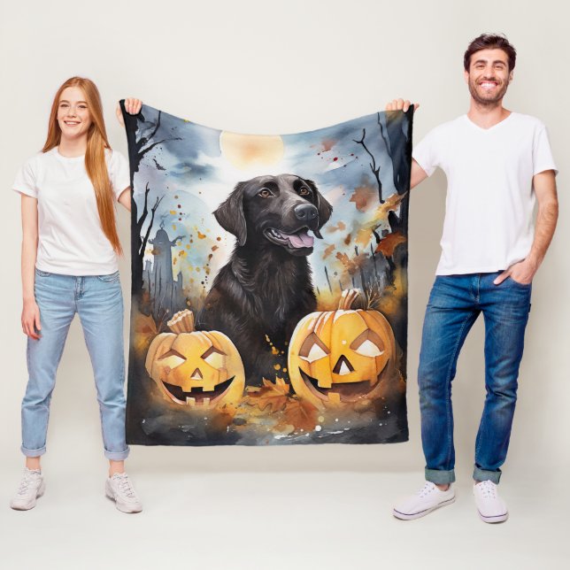 Couverture Polaire Halloween Nouvelle-Écosse avec la peur Citrouille (En situation)