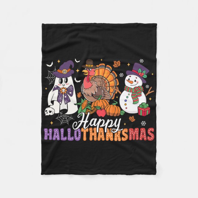 Couverture Polaire Halloween Thanksgiving Noël Joyeux Hallomerci (Devant)