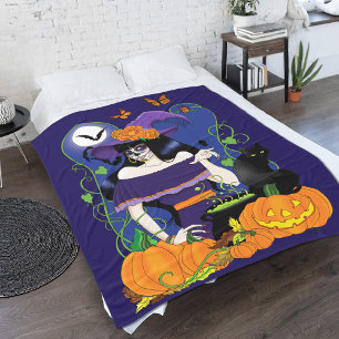 Couverture Polaire Halloween Witch Sugar Skull