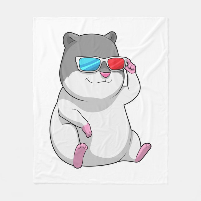 Couverture Polaire Hamster avec lunettes (Devant)