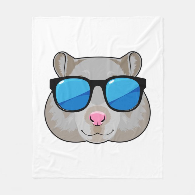 Couverture Polaire Hamster avec lunettes de soleil (Devant)