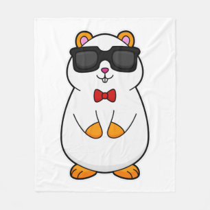 Couverture Polaire Hamster avec lunettes de soleil et cravate à mâcho