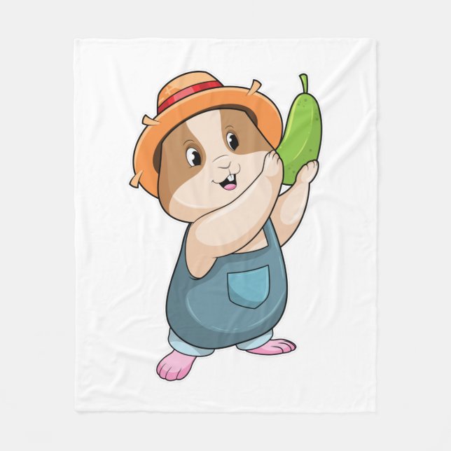 Couverture Polaire Hamster en fermier avec des courgettes (Devant)