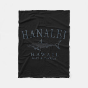 Couverture Polaire Hanalei hawaii requin rétro ardoise art pêche rése