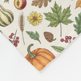 Couverture Polaire Hand-Drawn Engraving Style Fall Vegetable