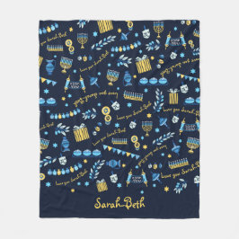 Couverture Polaire Hanoukka Personnalisé Menorah Dreidel Fleece Blank