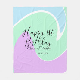 Couverture Polaire Happy 1st birthday pink green blue acrylic pour 