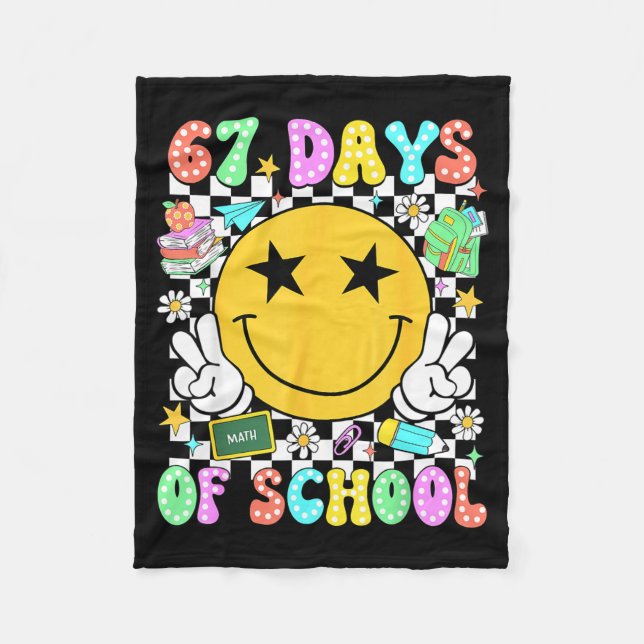 Couverture Polaire Happy 67th Day Of School Vibes Smile Face 67 Days  (Devant)