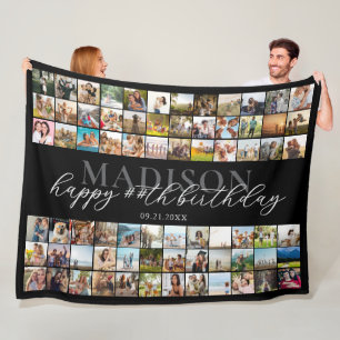 Couverture Polaire Happy Birthday Personnalisé Photo Collage