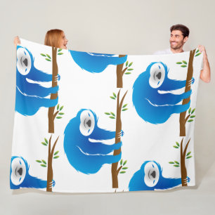 Couverture Polaire Happy Blue Sloth Escalade Arbre polaire Blanket