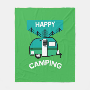 Couverture Polaire Happy Campers   Caravaner   Oreiller à lancer de c