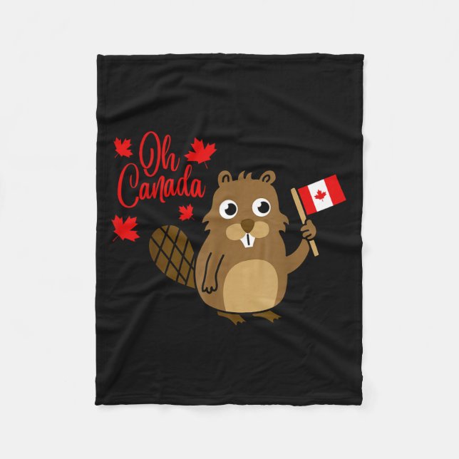 Couverture Polaire Happy Canada Day Shirt Funny Canadian Groundhog Fl (Devant)