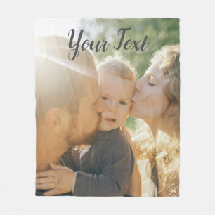 Couverture Polaire Happy Family Kiss personnalisé photo personnalisée