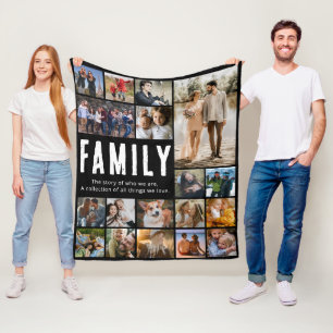 Couverture Polaire Happy Family Photo Collage Blanket en polaire