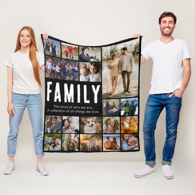 Couverture Polaire Happy Family Photo Collage Blanket en polaire (En situation)