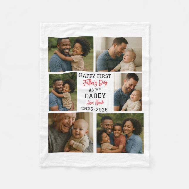 Couverture Polaire Happy First Father Day Photo Collage (Devant)