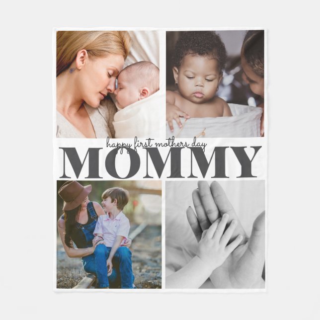 Couverture Polaire happy first mamans day mignon photo collage (Devant)