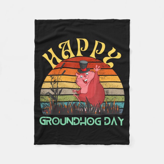 Couverture Polaire Happy Groundhog Day 2023 Lovers Costume Funny Grou (Devant)